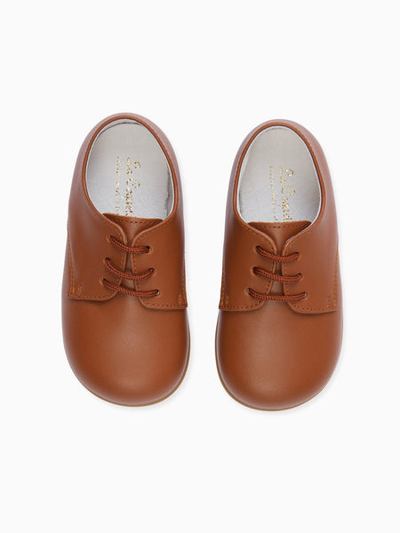 Tan Leather Toddler Inglesito Ceremony Shoes La Coqueta Kids