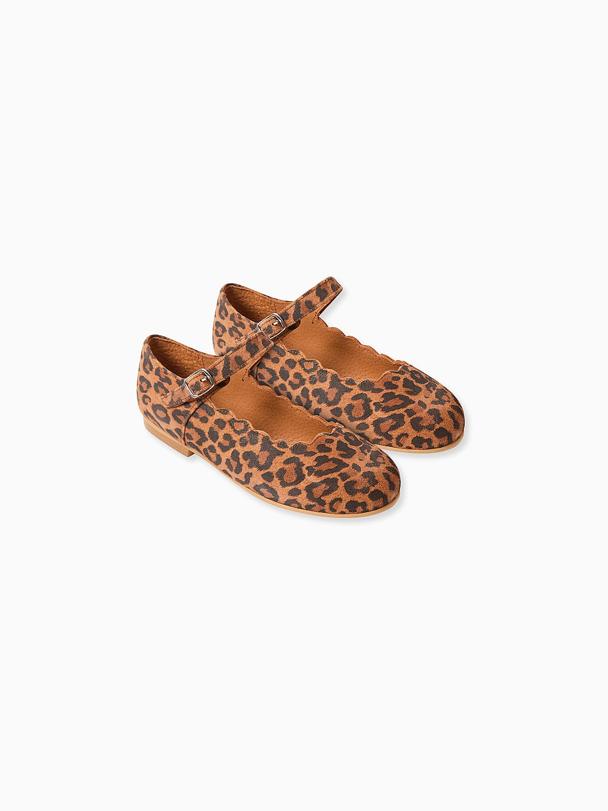 Leopard Leather Girl Scallop Mary Jane Shoes