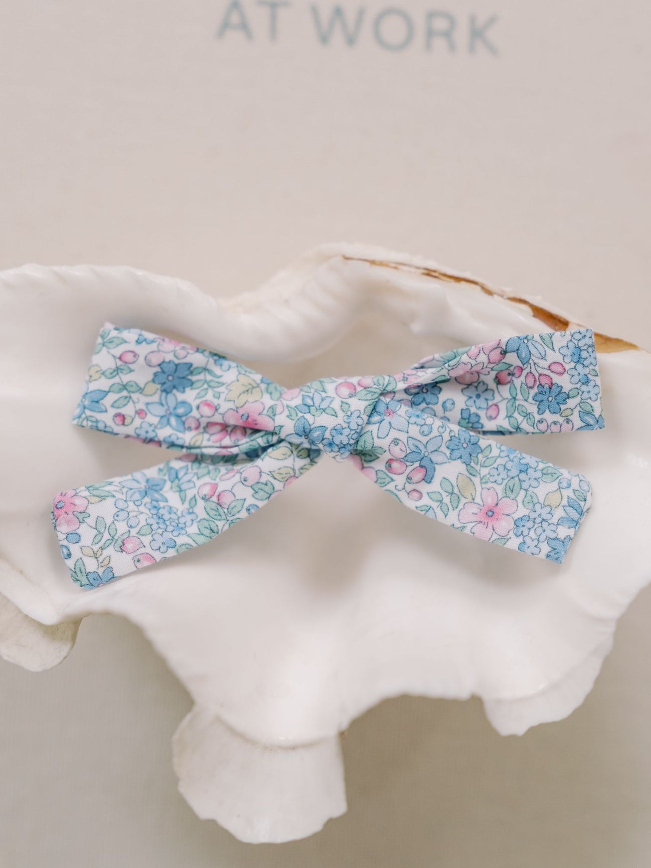 Light Blue Floral Girl Soft Ribbon Bow Clip