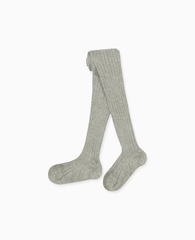 Light Grey Melange Ribbed Kids Tights