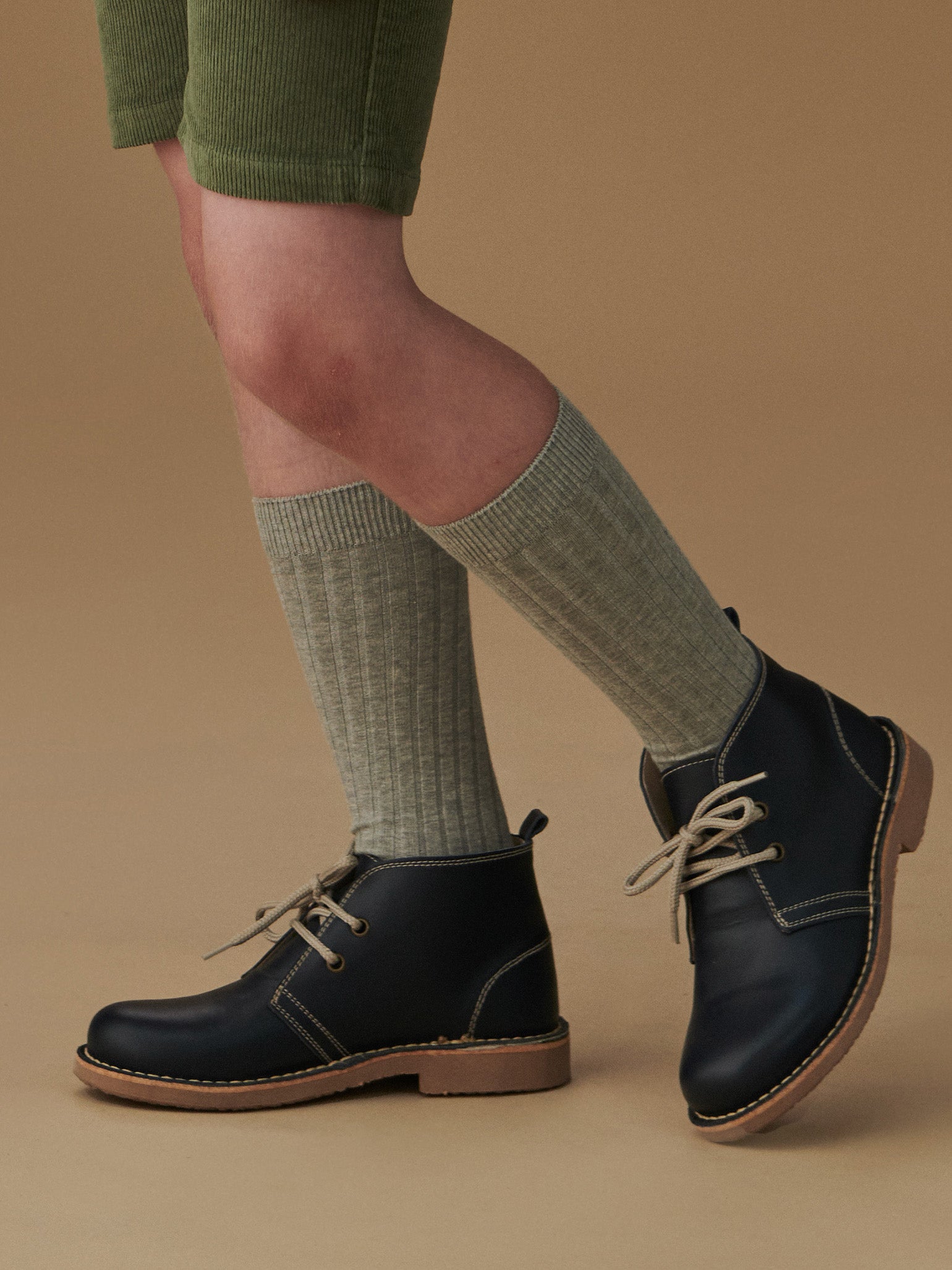 Light Grey Melange Ribbed Knee High Kids Socks | La Coqueta Kids UK