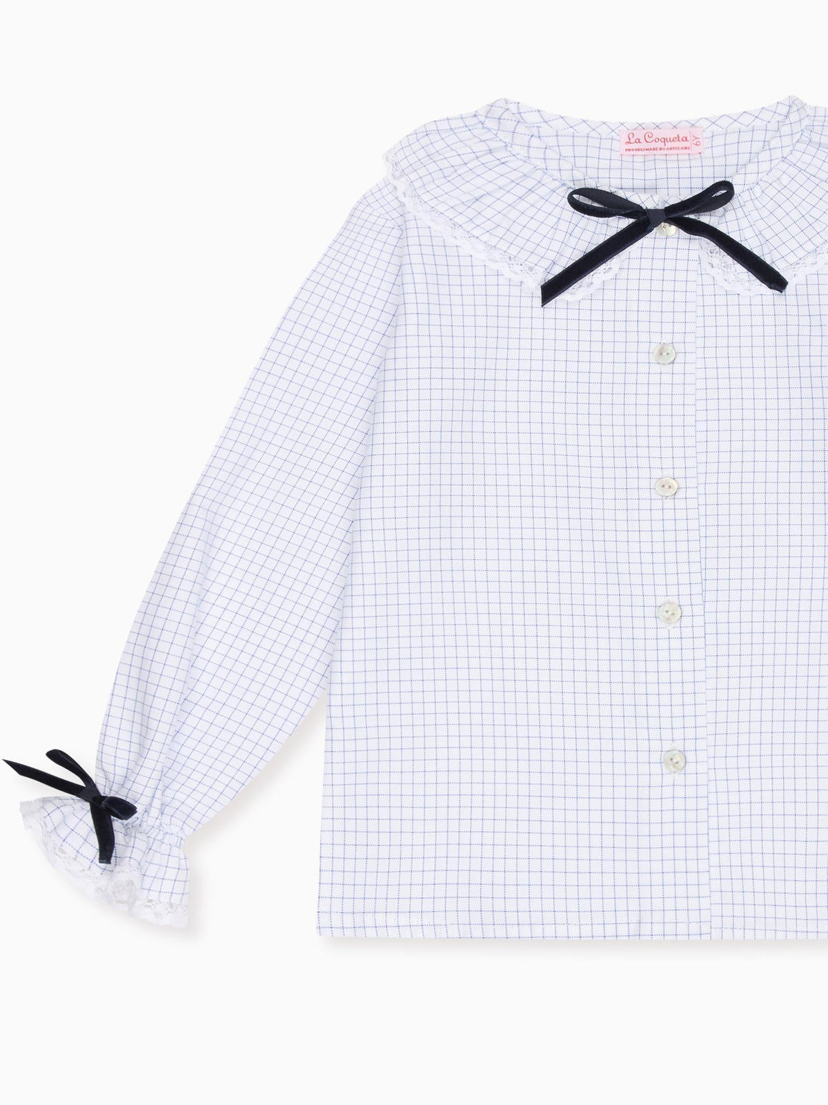 Blue Check Lila Long Sleeve Girl Shirt