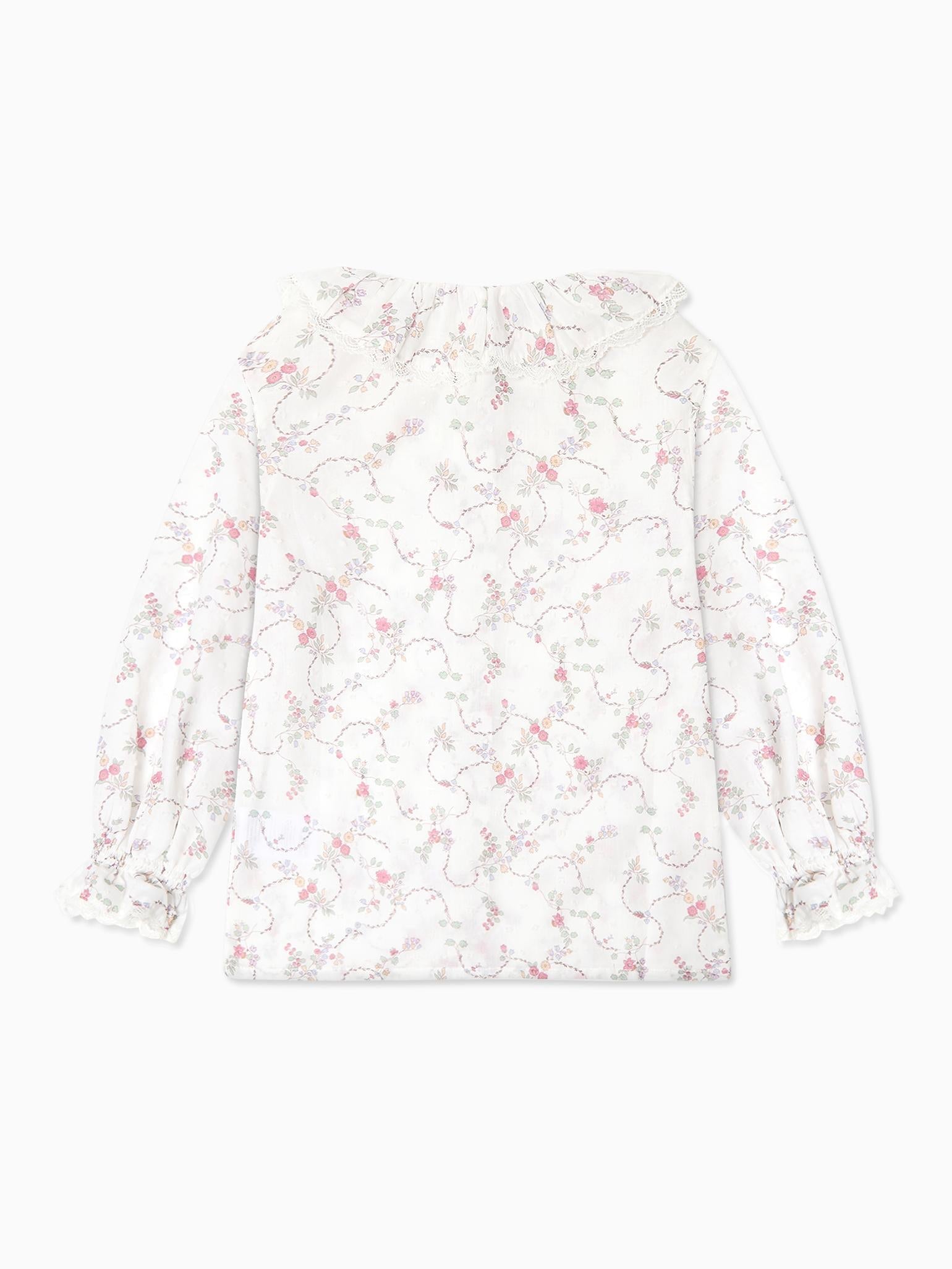 Ivory Floral Lila Long Sleeve Girl Shirt