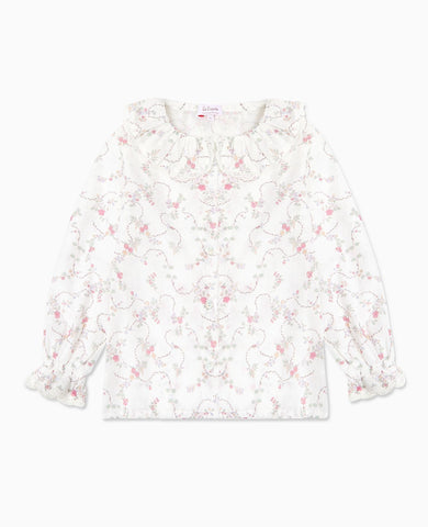 Ivory Floral Lila Long Sleeve Girl Shirt