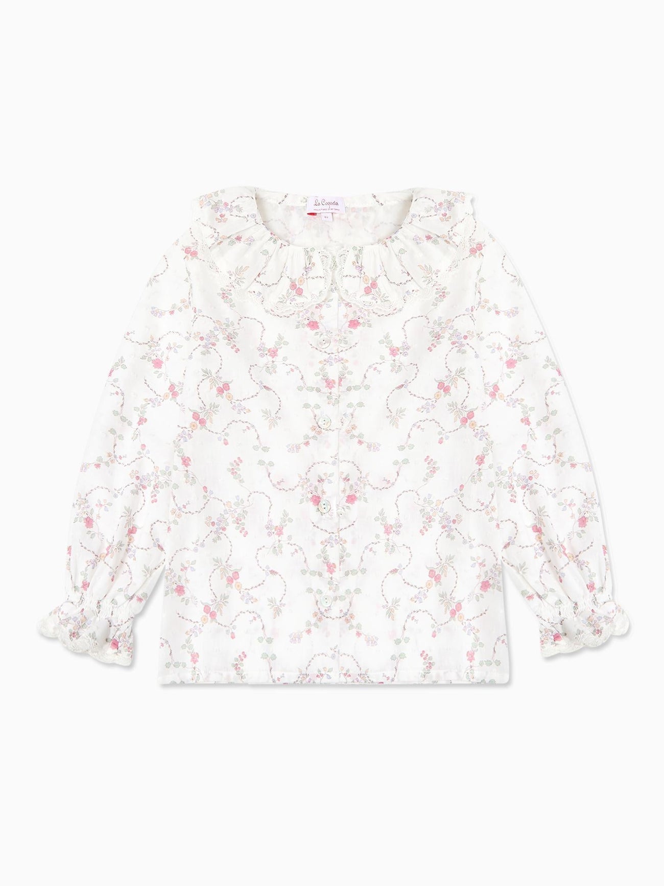 Ivory Floral Lila Long Sleeve Girl Shirt