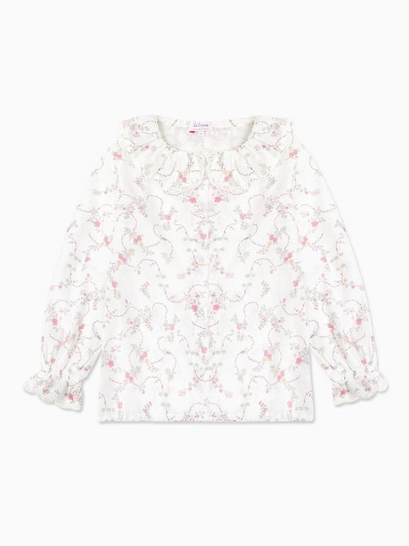 Ivory Floral Lila Long Sleeve Girl Shirt