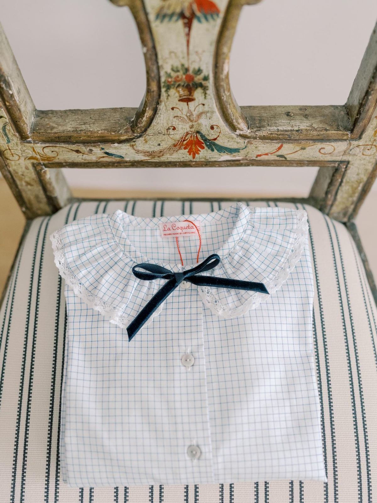 Blue Check Lila Long Sleeve Girl Shirt