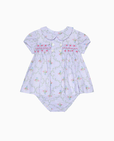 Hill House Home X La Coqueta Lilac Trellis Arcadia Baby Girl Hand-Smocked Set