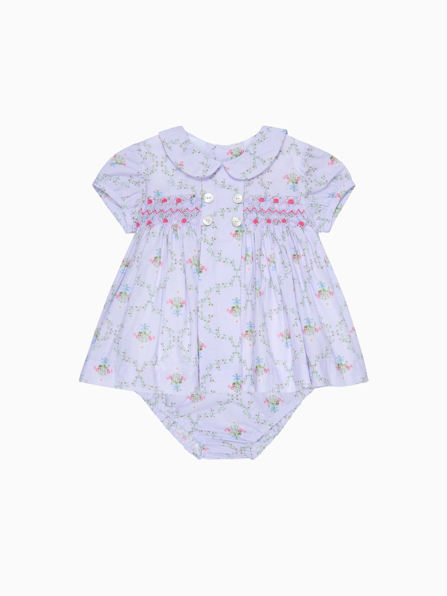 Hill House Home X La Coqueta Lilac Trellis Arcadia Baby Girl Hand-Smocked Set