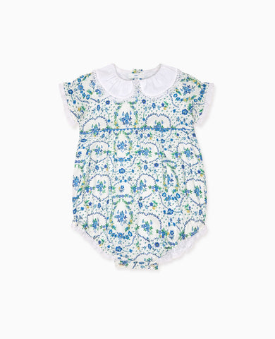 Nicky Hilton x La Coqueta Blue Bow Floral Lily-Grace Baby Girl Romper
