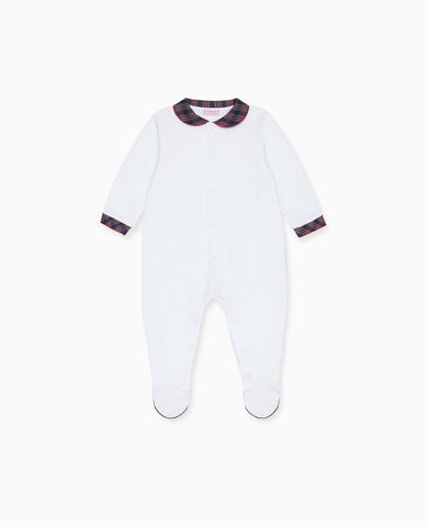 Navy Tartan Lindo Baby Sleepsuit