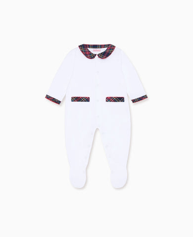 Navy Tartan Lindo Baby Sleepsuit