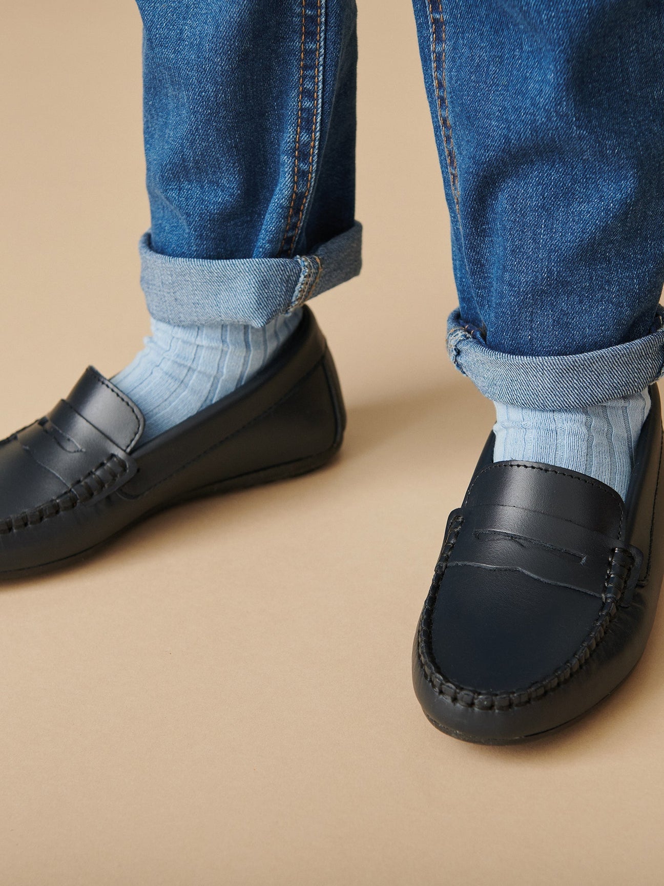 Navy Leather Boy Loafer Shoes | La Coqueta Kids US Navy Leather Boy Loafer Shoes | La Coqueta Kids US