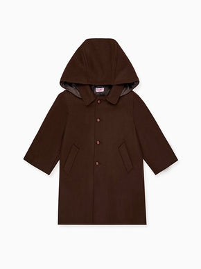 Chocolate Brown Loden Wool Kids Coat