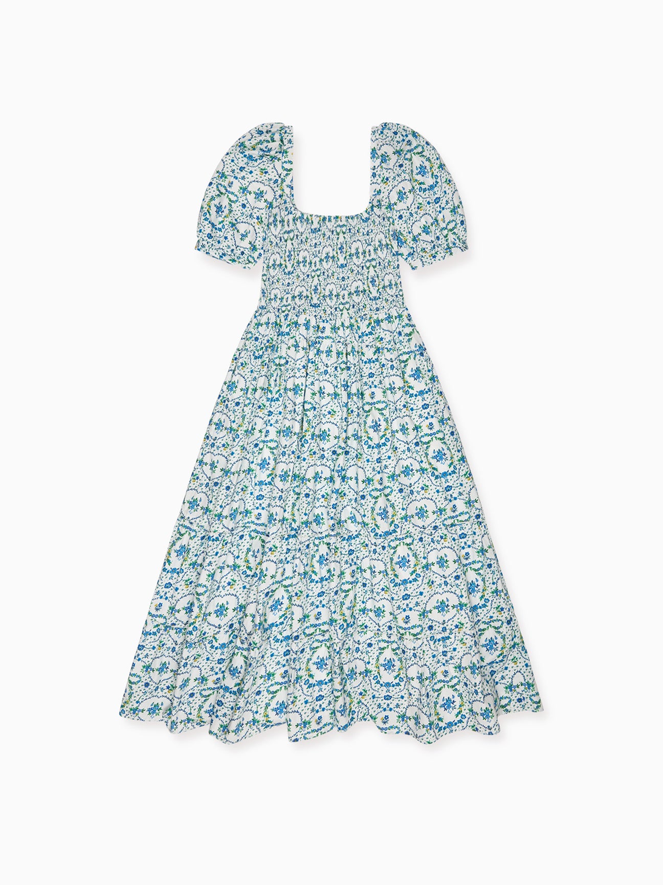 Nicky Hilton x La Coqueta Blue Bow Floral London Women Long Dress | Green | Small | Cotton/Fabric/Canvas | Adult | Women's Clothing