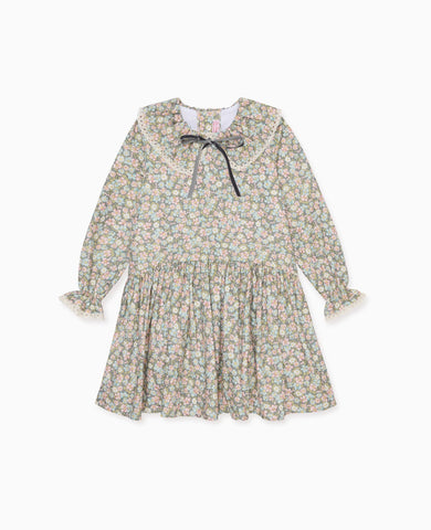 Grey Floral Lorena Girl Drop Waist Dress