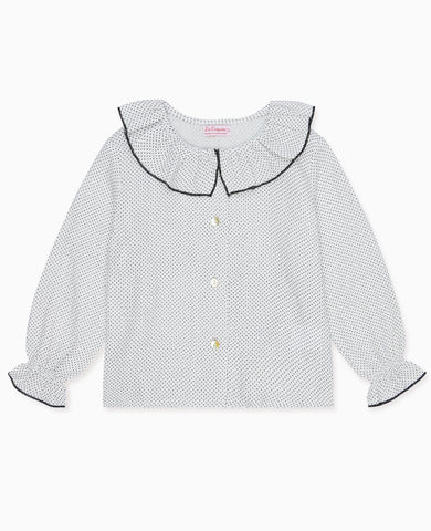 Ivory Polka Dot Lorna Long Sleeve Baby Girl Shirt