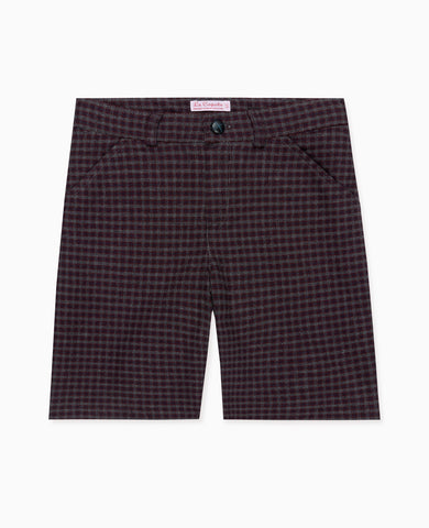Burgundy Check Lucas Boy Shorts
