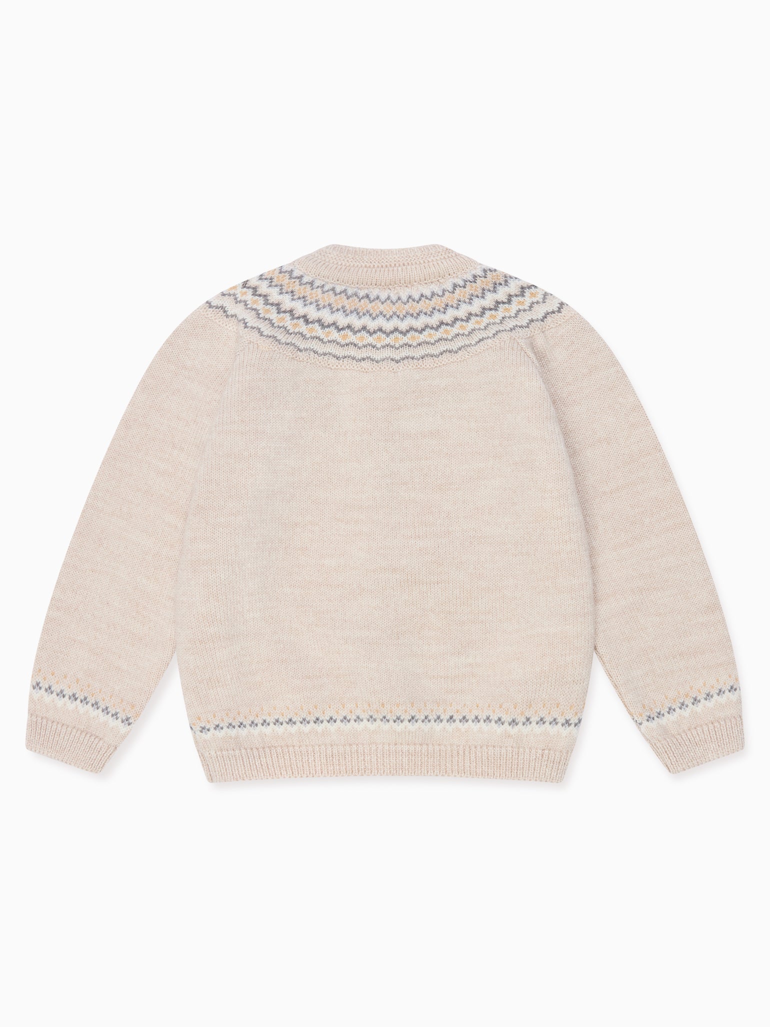 Oatmeal Melange Lucino Merino Fair Isle Baby Cardigan