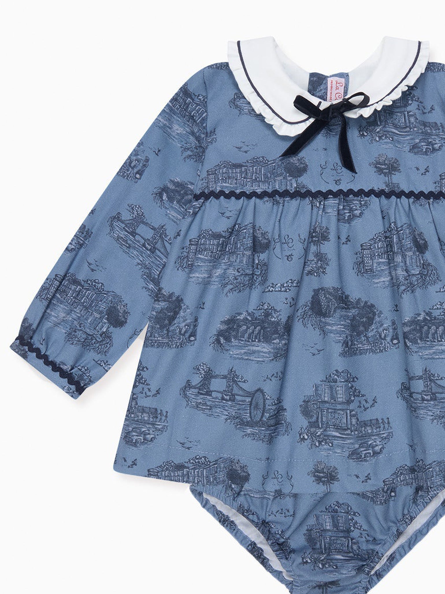 Blue Toile De Jouy Luisetta Baby Girl Set