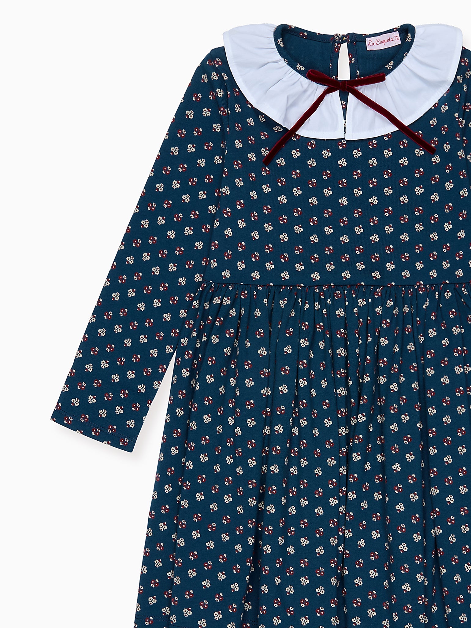 Petrol Blue Floral Luna Girl Dress