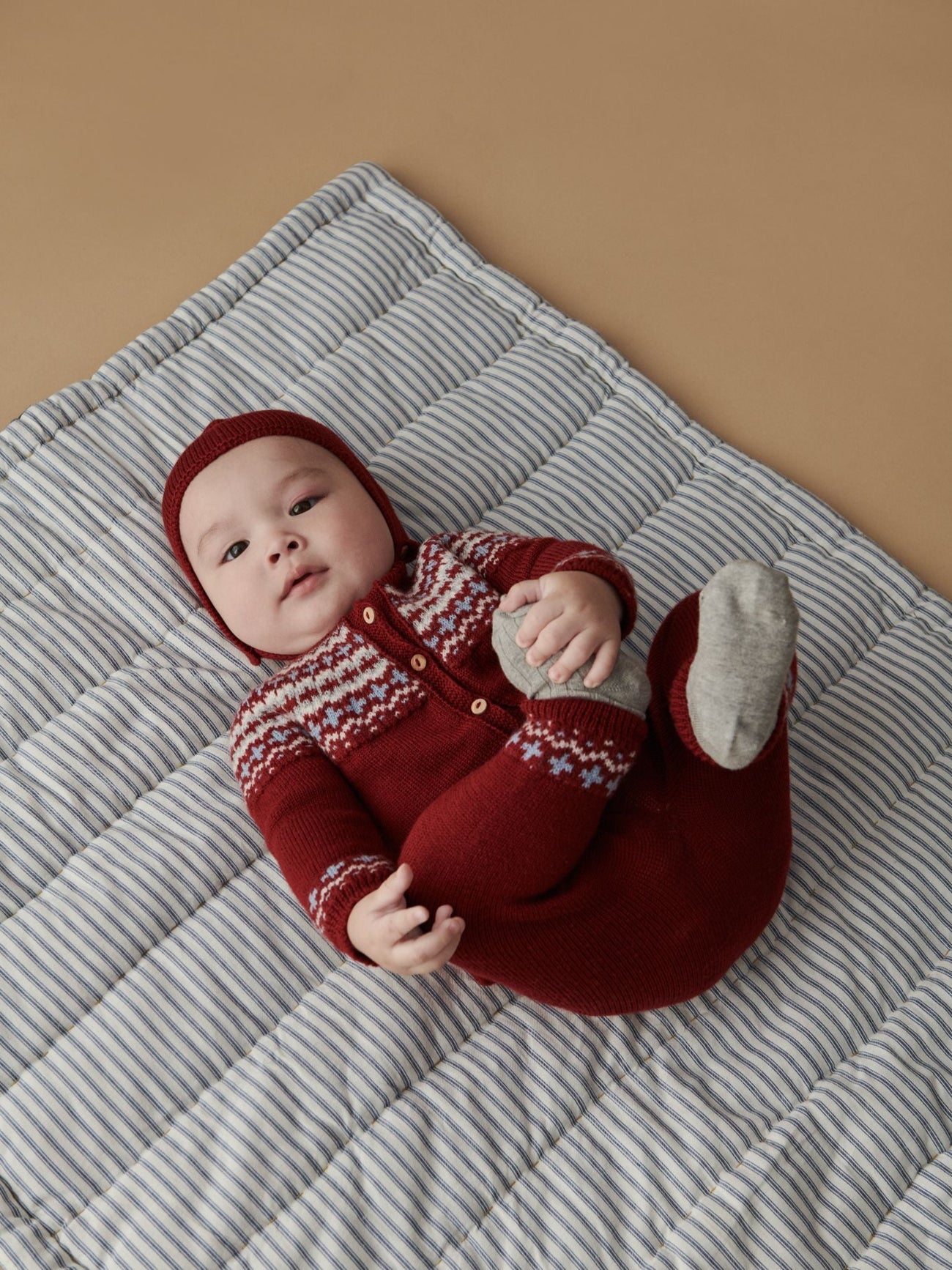 Burgundy Lyle Merino Fair Isle Baby Knitted Set