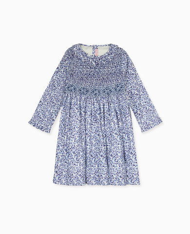 Blue Floral Manzanilla Girl Hand-Smocked Dress