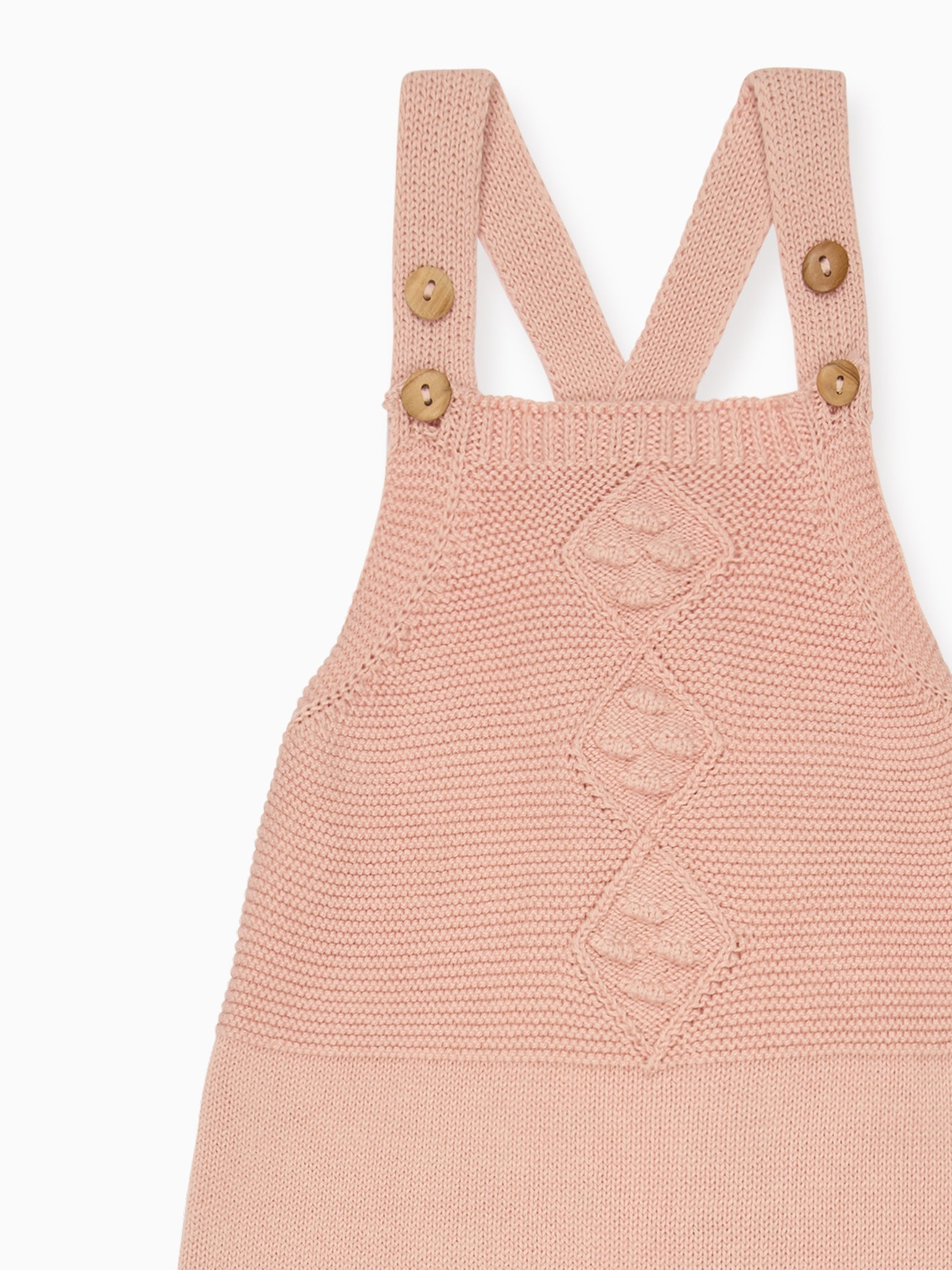Dusty Pink Macaria Cotton Baby Girl Knitted Dungarees