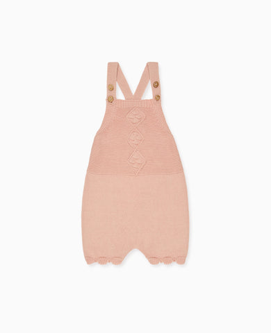 Dusty Pink Macaria Cotton Baby Girl Knitted Dungarees