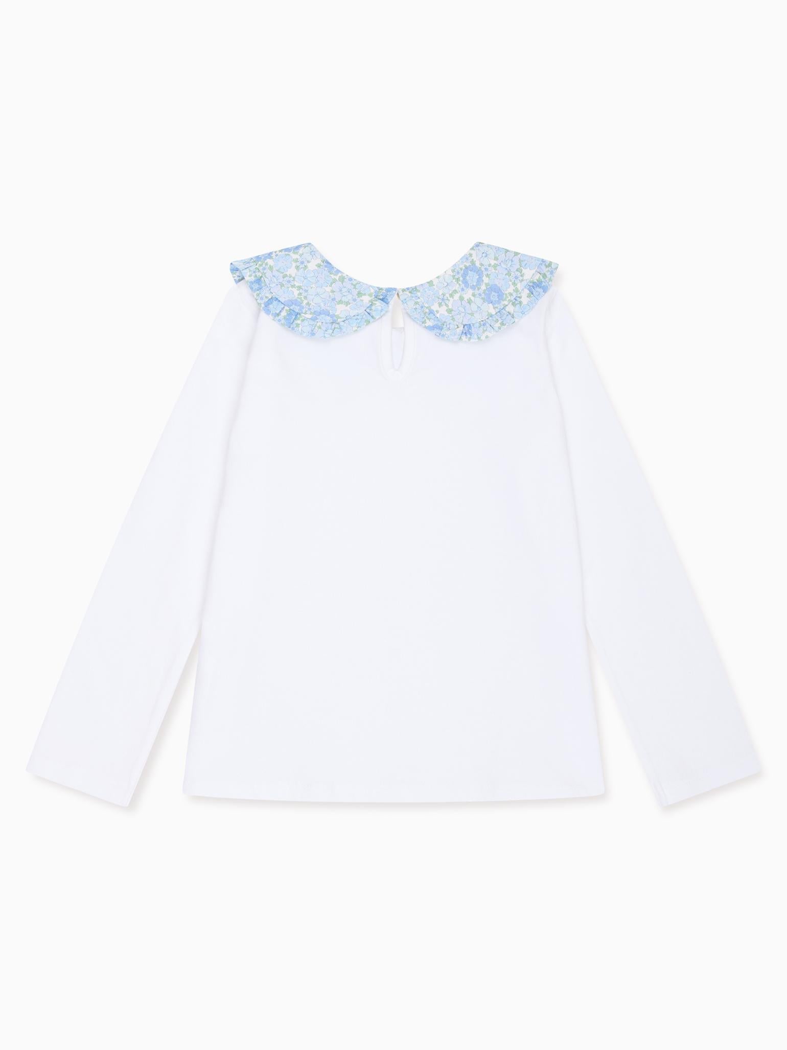 Blue Floral Macerena Long Sleeve Girl Top