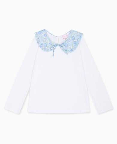 Blue Floral Macerena Long Sleeve Girl Top