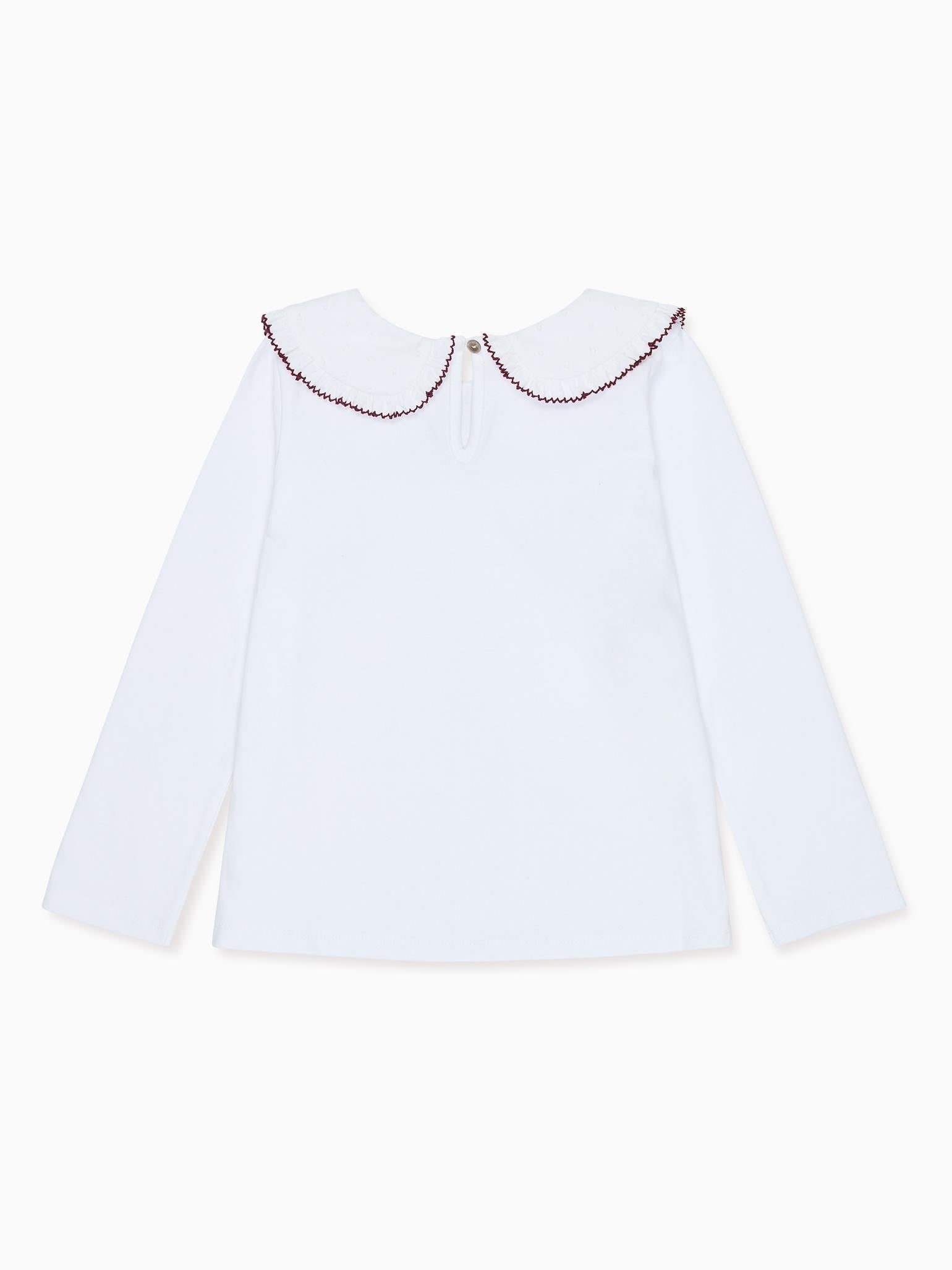 White & Burgundy Macerena Long Sleeve Girl Top