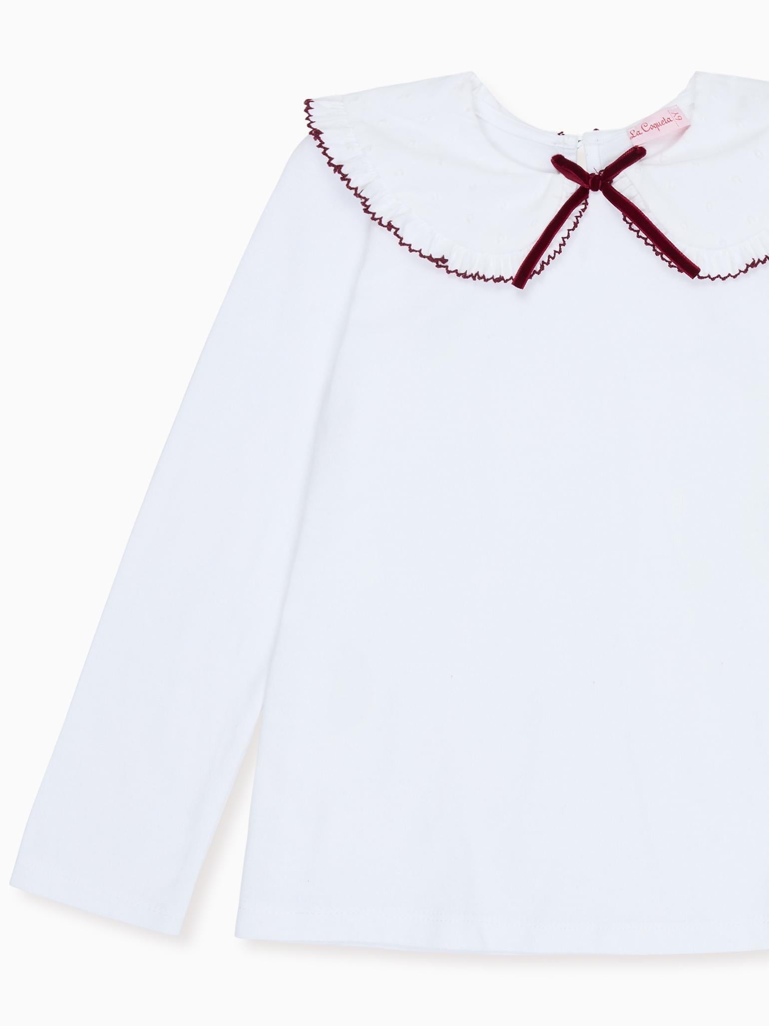 White & Burgundy Macerena Long Sleeve Girl Top