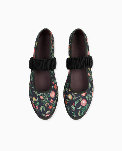 Flabelus x La Coqueta Girl Black Pomegranate Mafalda Mary Jane Shoes