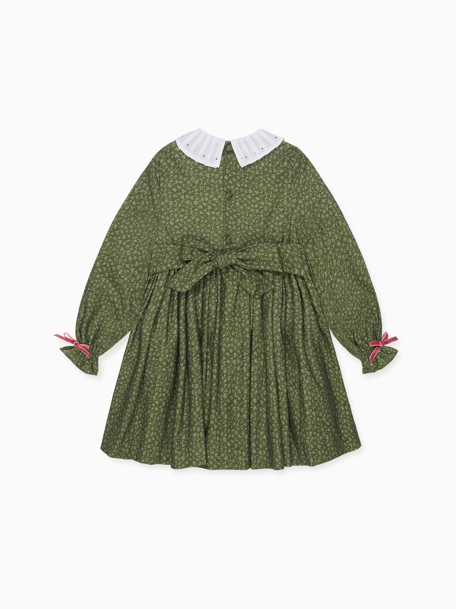 Green Floral Magdalena Girl Hand-Smocked Dress