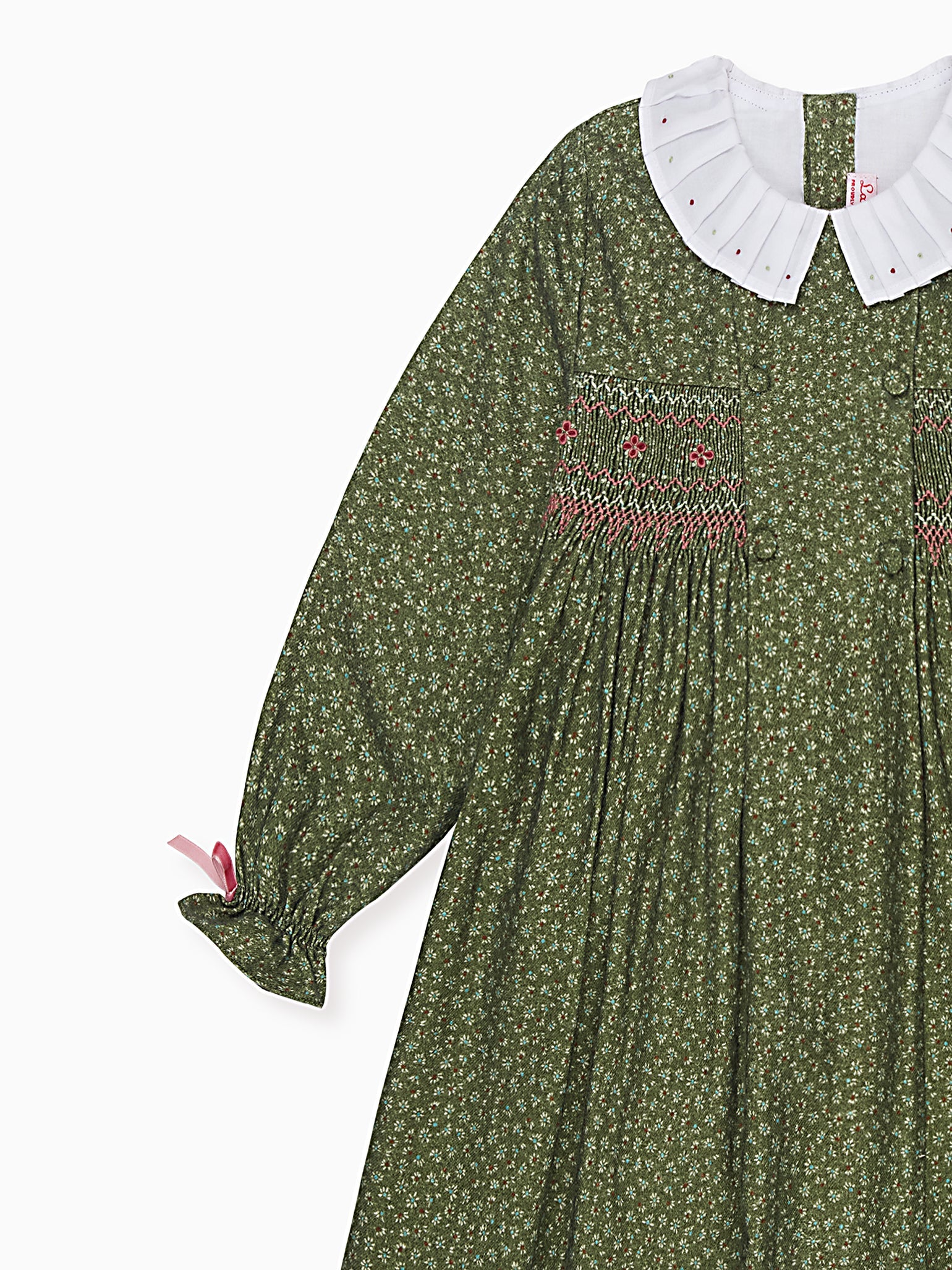 Green Floral Magdalena Girl Hand-Smocked Dress