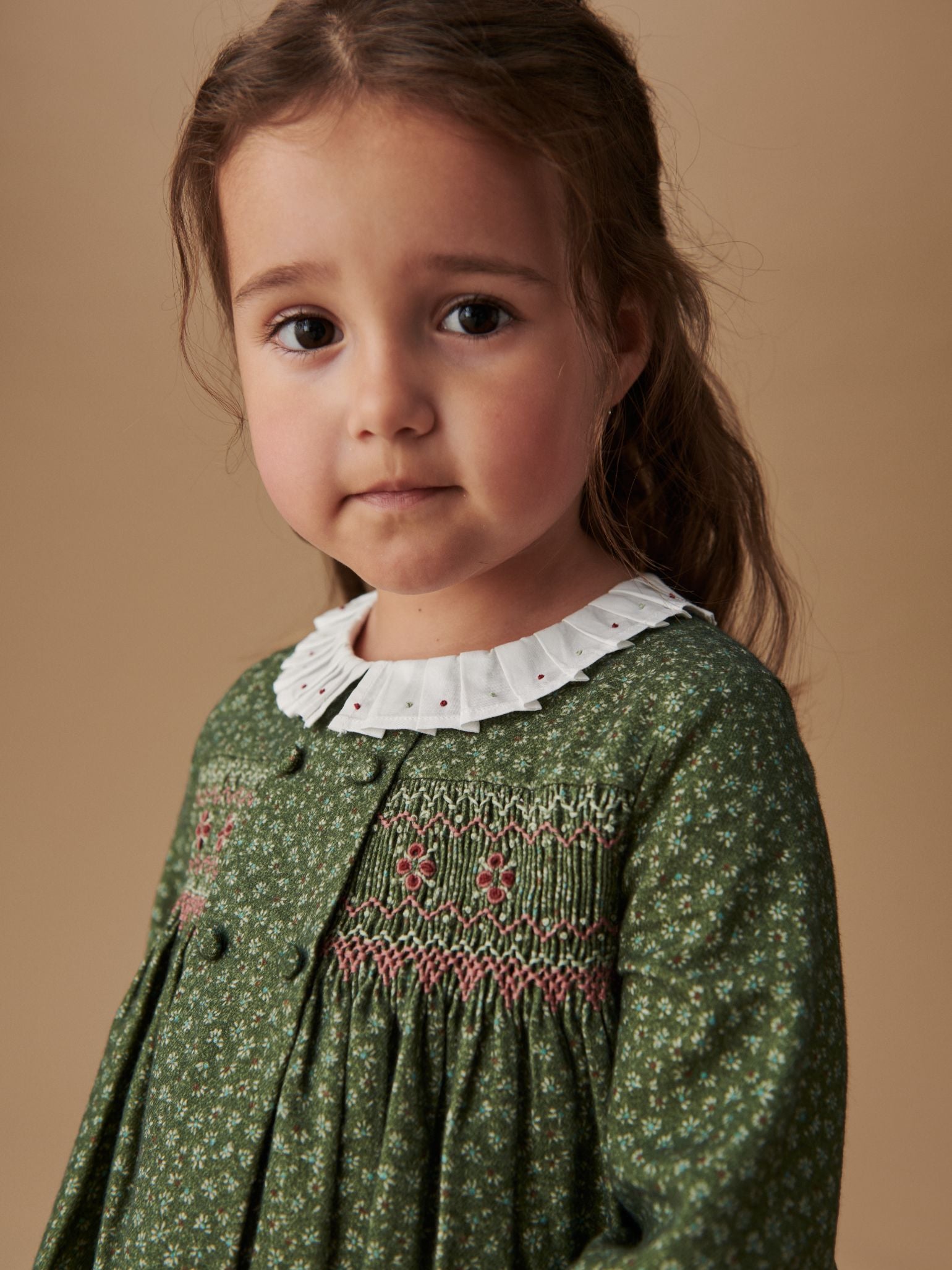 Green Floral Magdalena Baby Girl Hand-Smocked Set