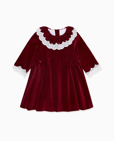 Burgundy Maranta Girl Velvet Dress