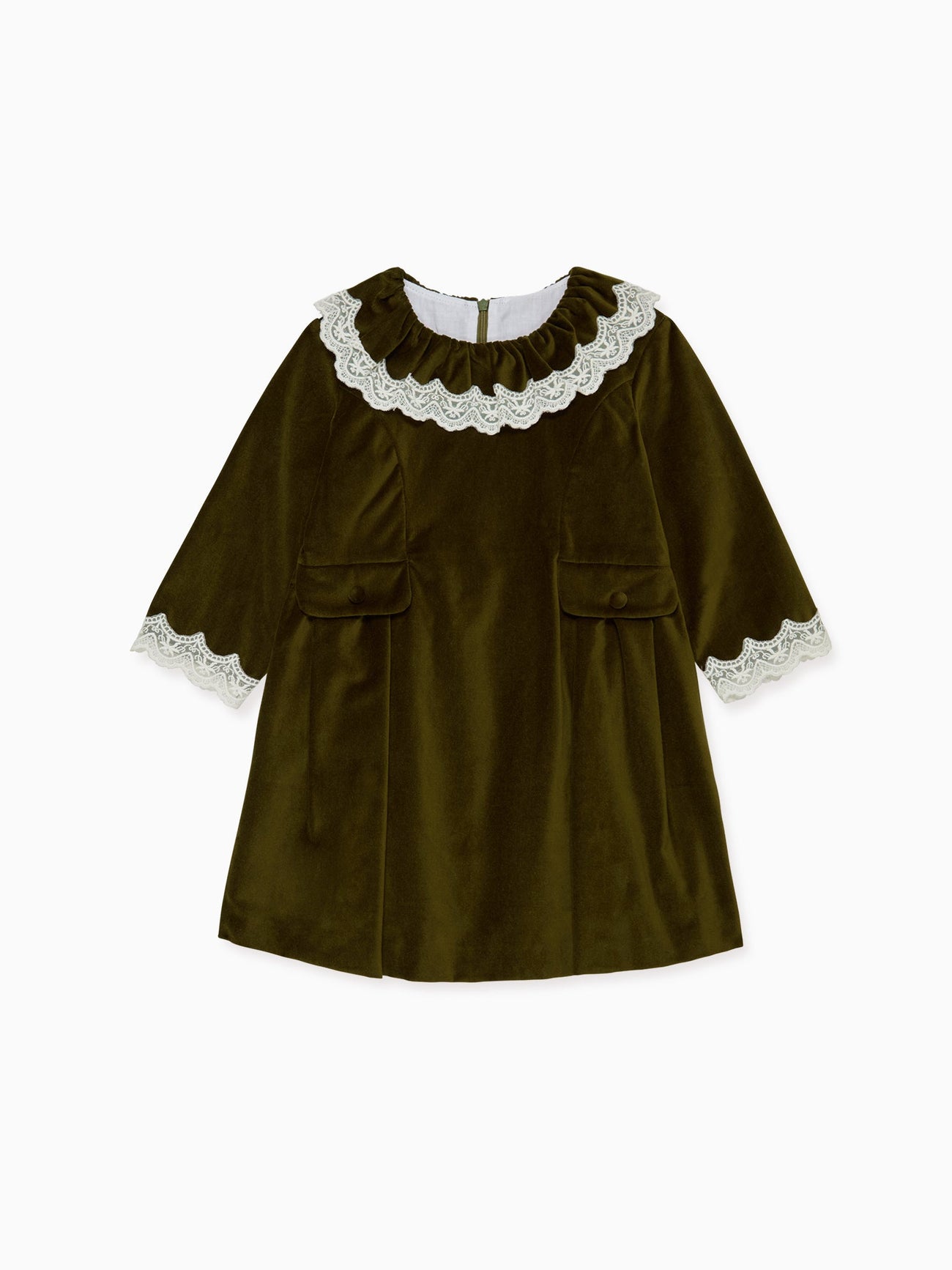 Olive Maranta Velvet Girl Dress