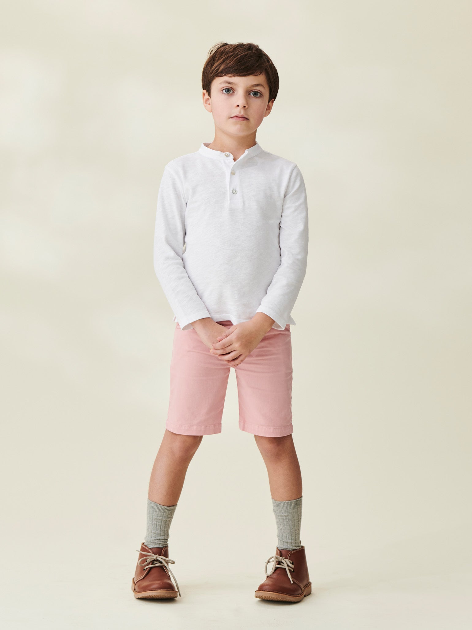 White Marco Boy Long Sleeve Polo Shirt