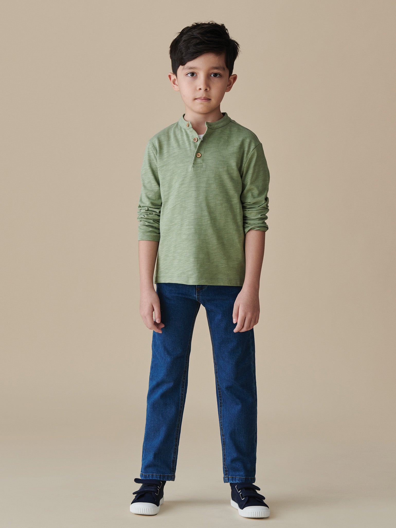 Olive Marco Boy Long Sleeve Polo Shirt