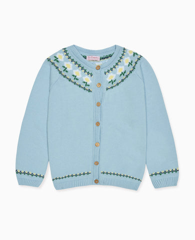 Dusty Blue Margarita Cotton Girl Cardigan