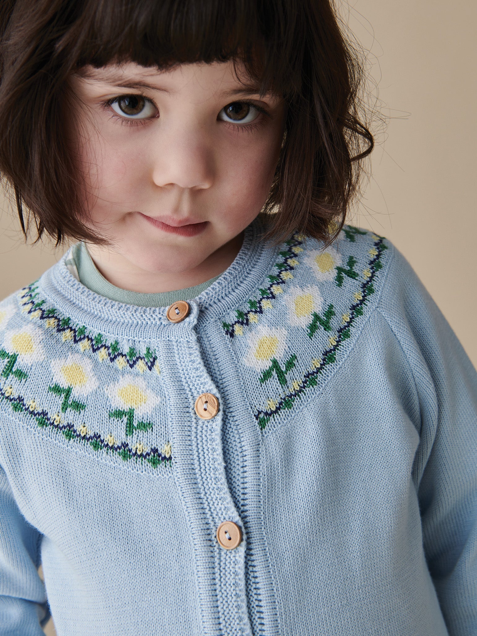 Dusty Blue Margarita Cotton Girl Cardigan