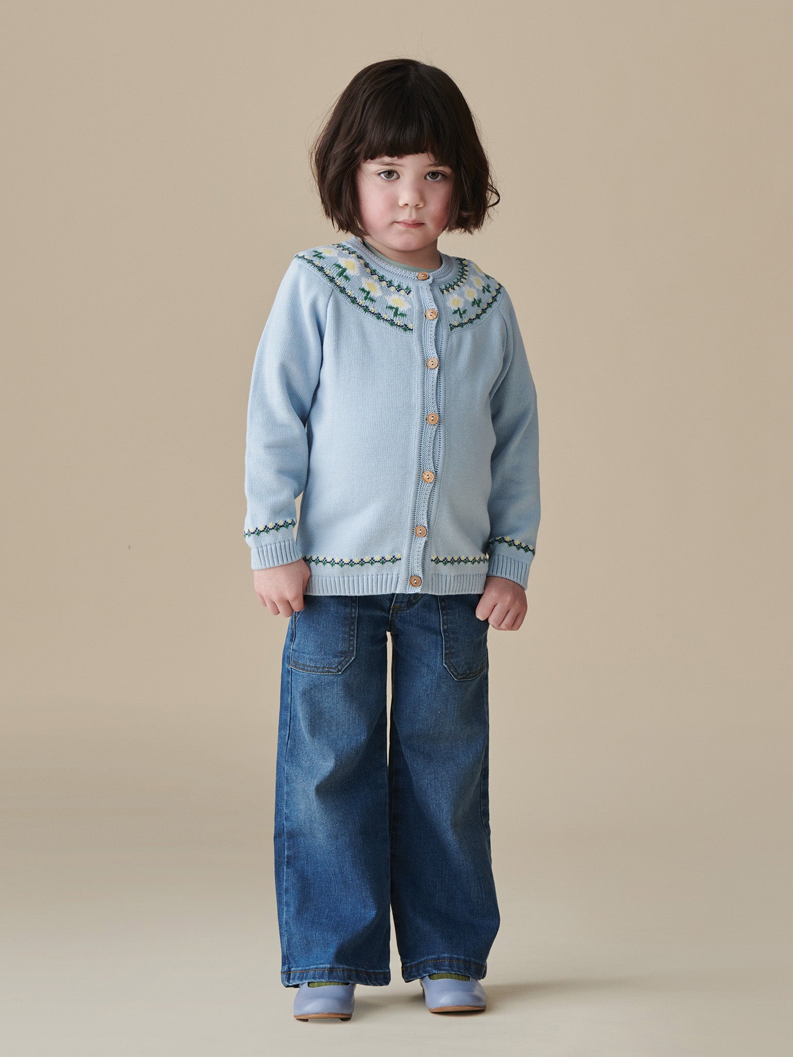 Dusty Blue Margarita Cotton Girl Cardigan