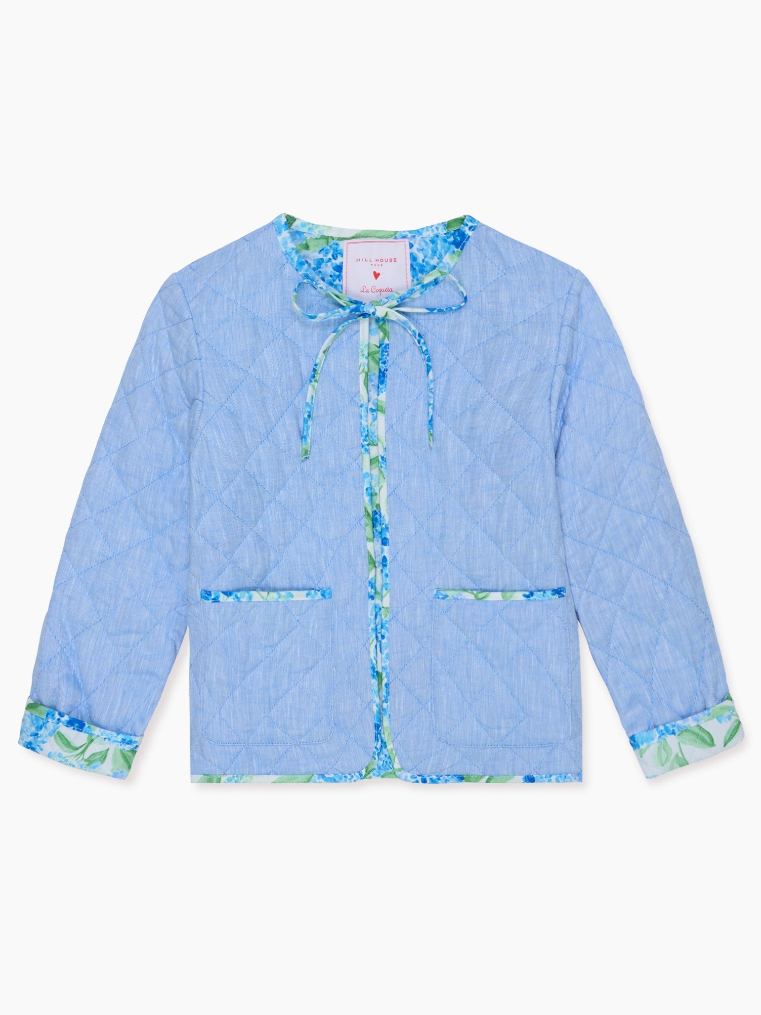 Hill House Home X La Coqueta Blue Watercolour Hydrangea Maribel Girl Jacket