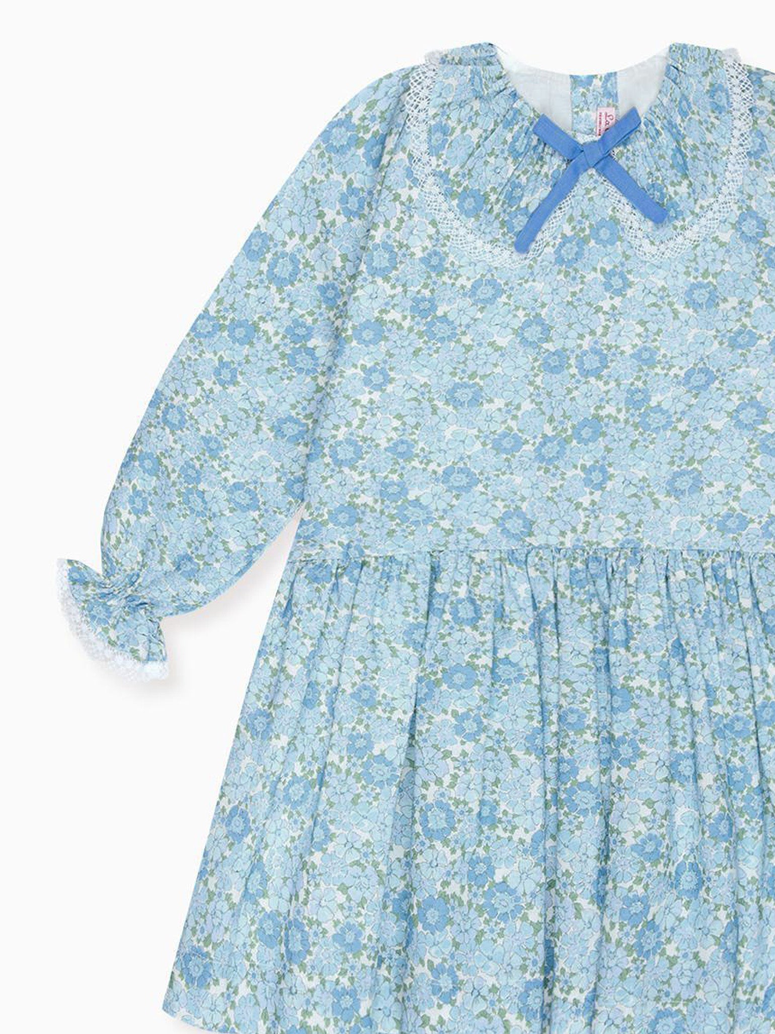Blue Floral Maribela Girl Drop Waist Dress