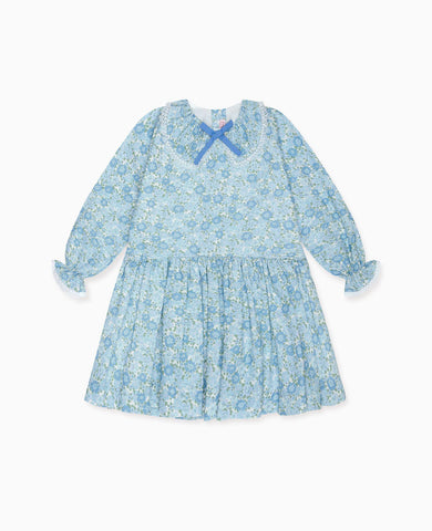 Blue Floral Maribela Girl Drop Waist Dress