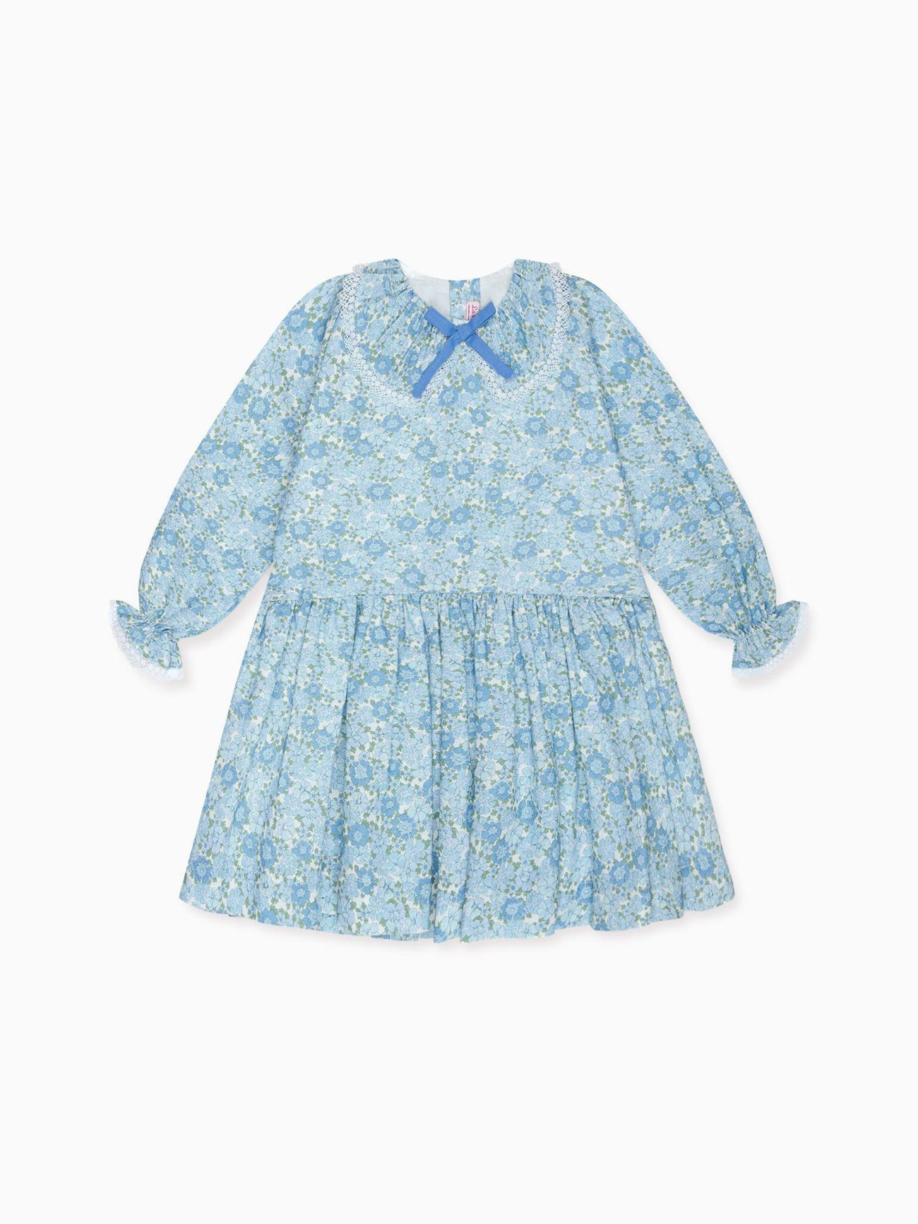 Blue Floral Maribela Girl Drop Waist Dress