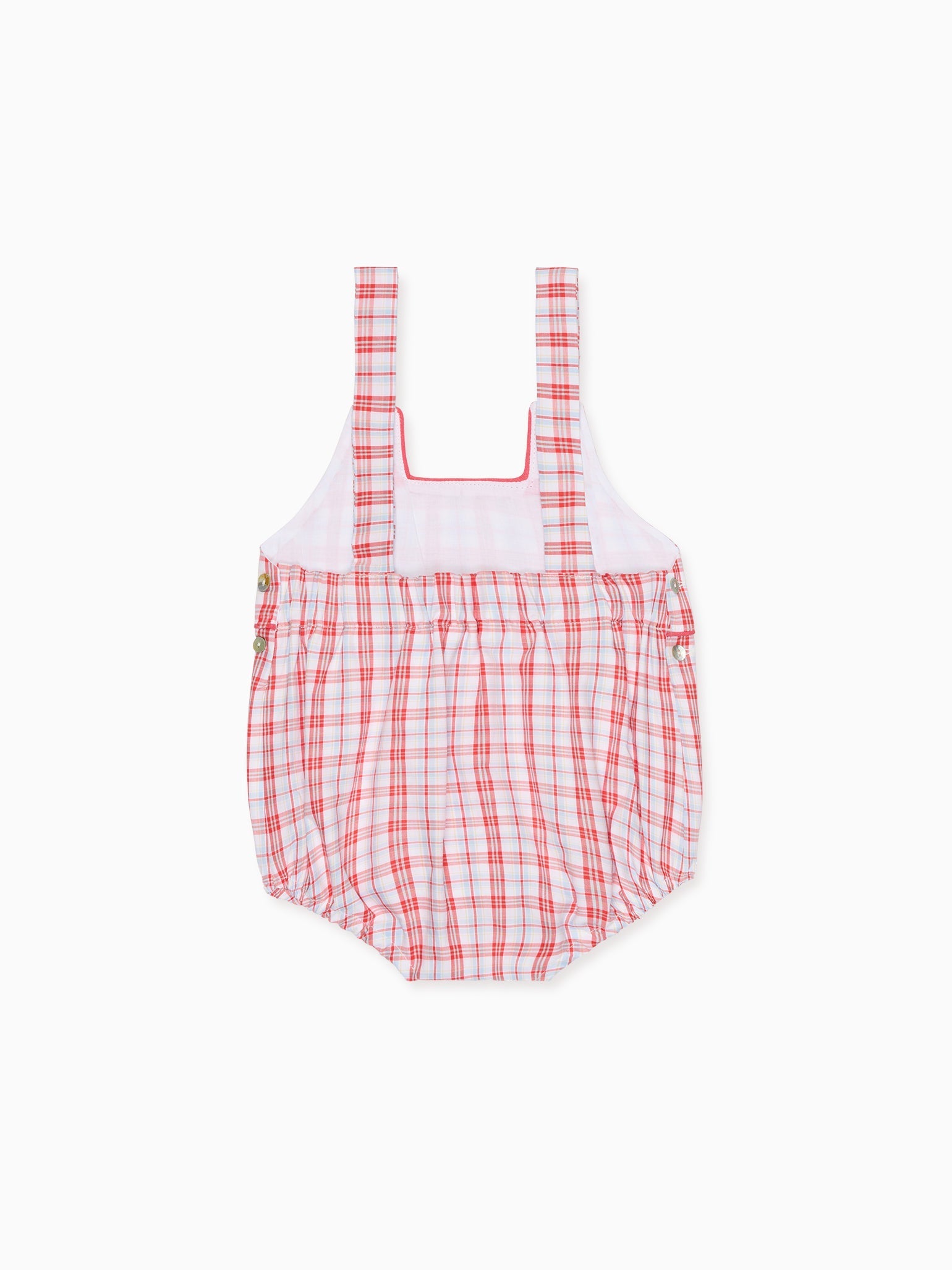 Red Check Marina Baby Romper Overalls