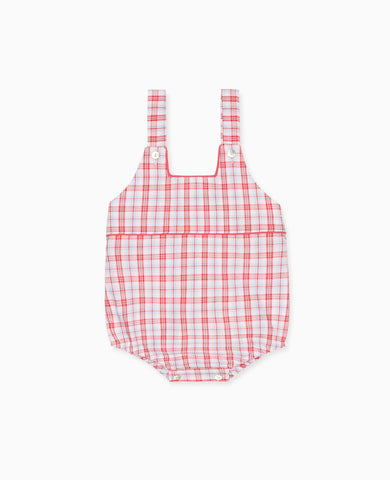 Red Check Marina Baby Romper Overalls